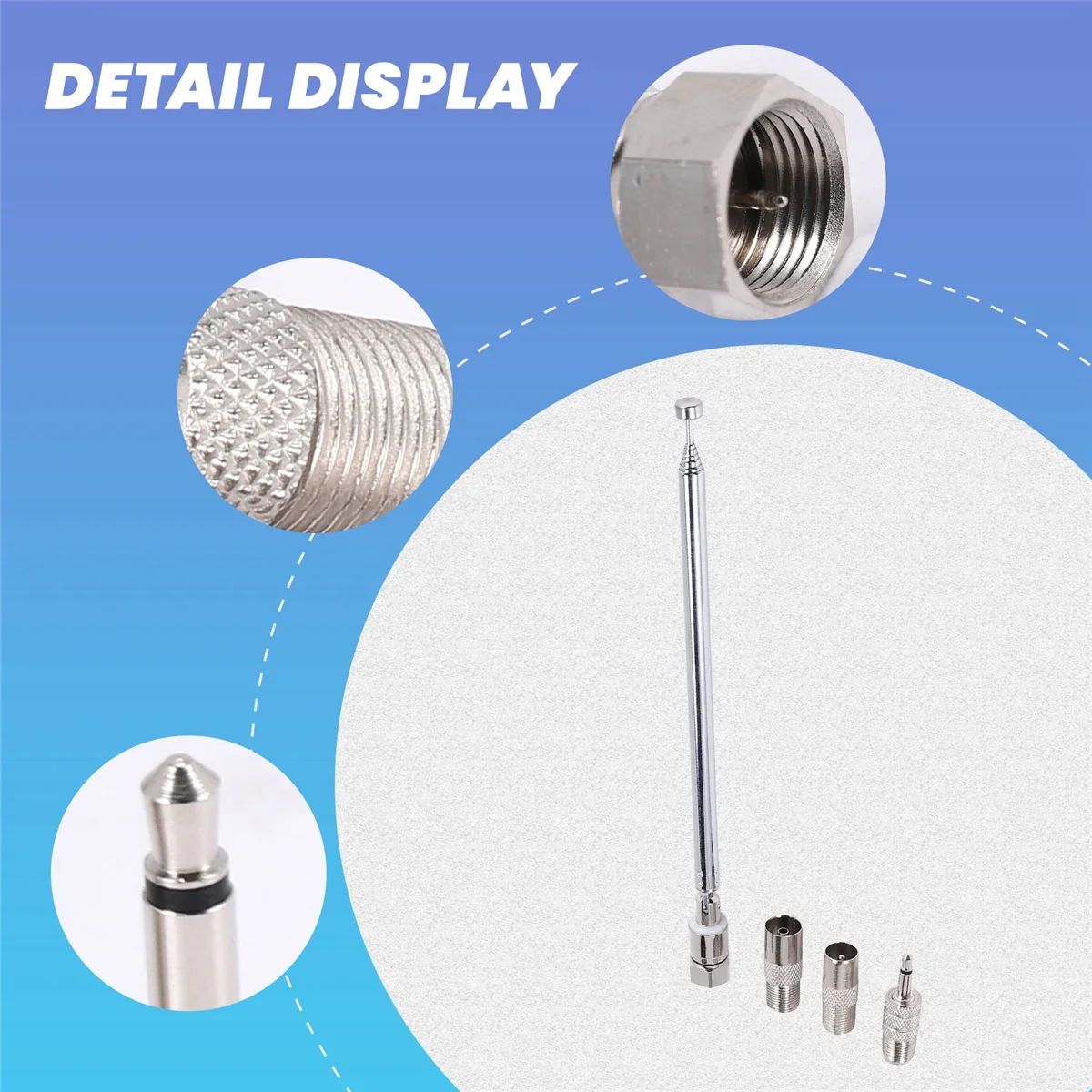 New 3C-Rod Antenna 3.5mm Adapter FM Radio Antenna Replacement Telescopic Screw F Type Male Plug Connector AV Stereo Receiver