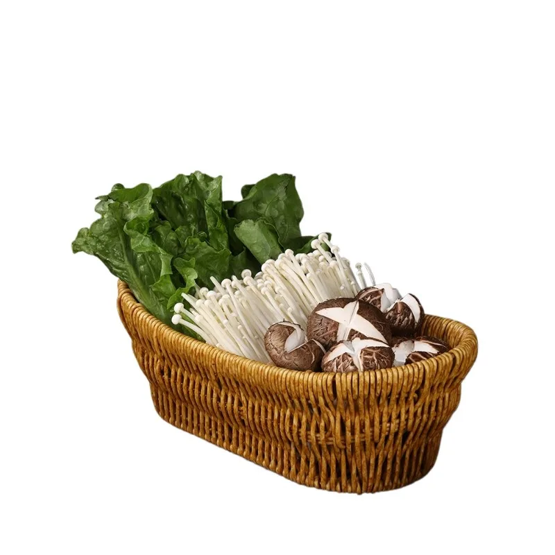 Imitation rattan hotpot side dish, lettuce platter, green vegetable basket, hotpot restaurant specific side dish bucket