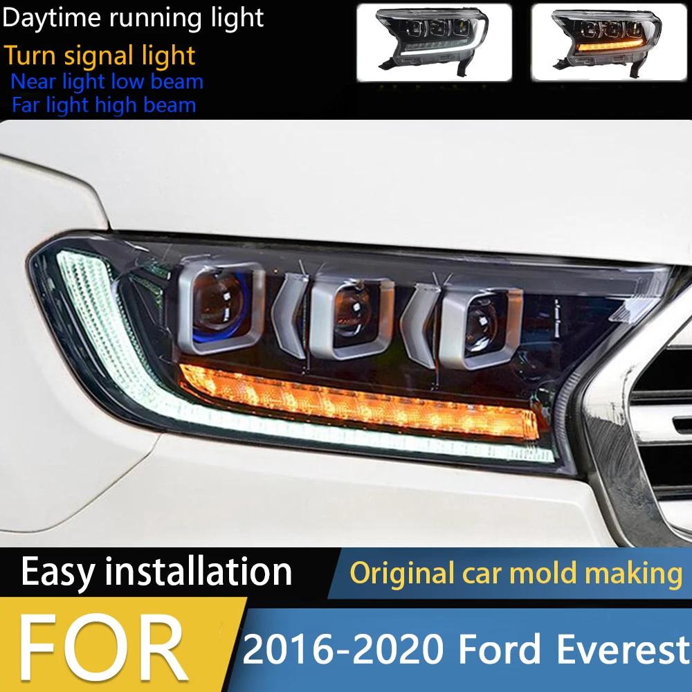 

Car Styling for Ford Everest Headlights 2016-2020 Ranger LED Headlight Endeavor Head Lamp DRL LED Beam Auto Accessories