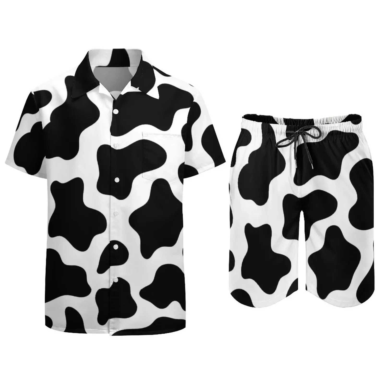 Hawaiian Men's Casual Shirt 2-Piece Set, Summer Short-Sleeved Button Shirt, Beach Shorts, Holiday Men's Daily 2-Piece Set