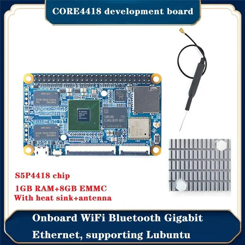 

[ABDH] CORE4418 Development Board+Antenna+Heat Sink S5P4418 Quad-Core 1GB+8GB EMMC WiFi BT4.0 Gigabit Network Interface Lubuntu