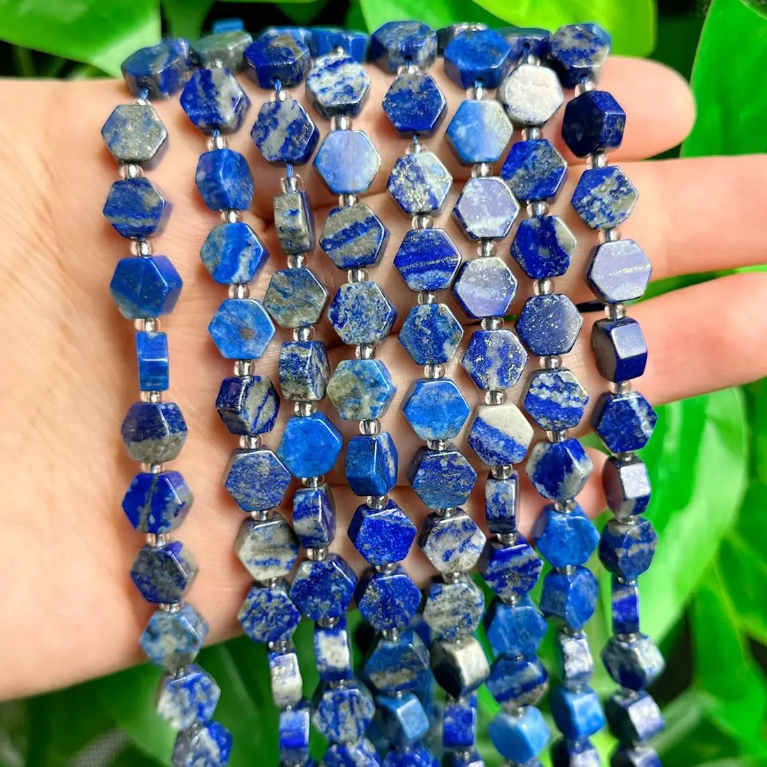 Natural Hexagon Stone Beads Lapis Lazuli Charm Loose Bead for Jewelry Making Handmade DIY Jewelry Material Accessories 8.5x9.5mm