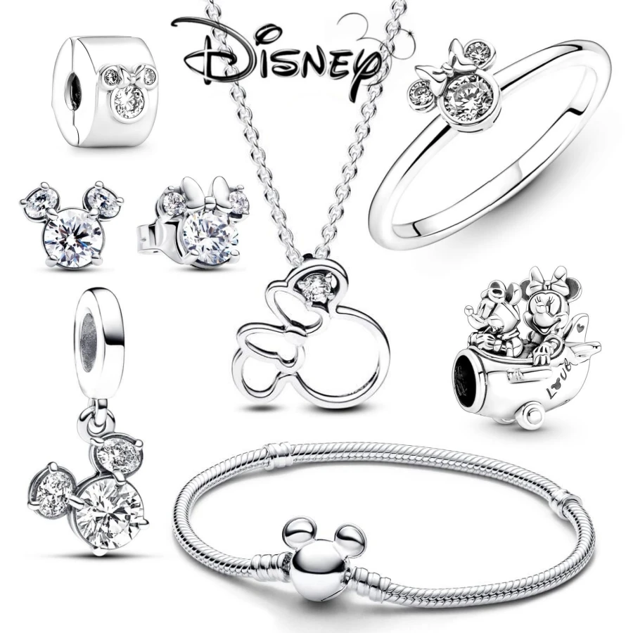 New Disney Charm Mickey Mouse And Minnie Mouse Pendant Fit Original Bracelet DIY Bead Women Jewelry