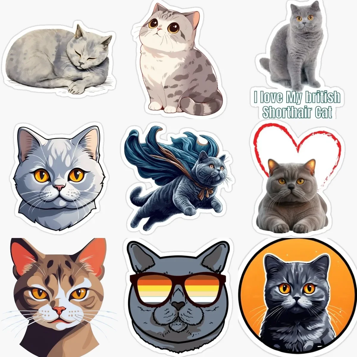 

Cute British Shorthair Cat Creative Pets PVC Personalized Sticker Decorate for Car Door Wall Window Fridge Decal Accessories