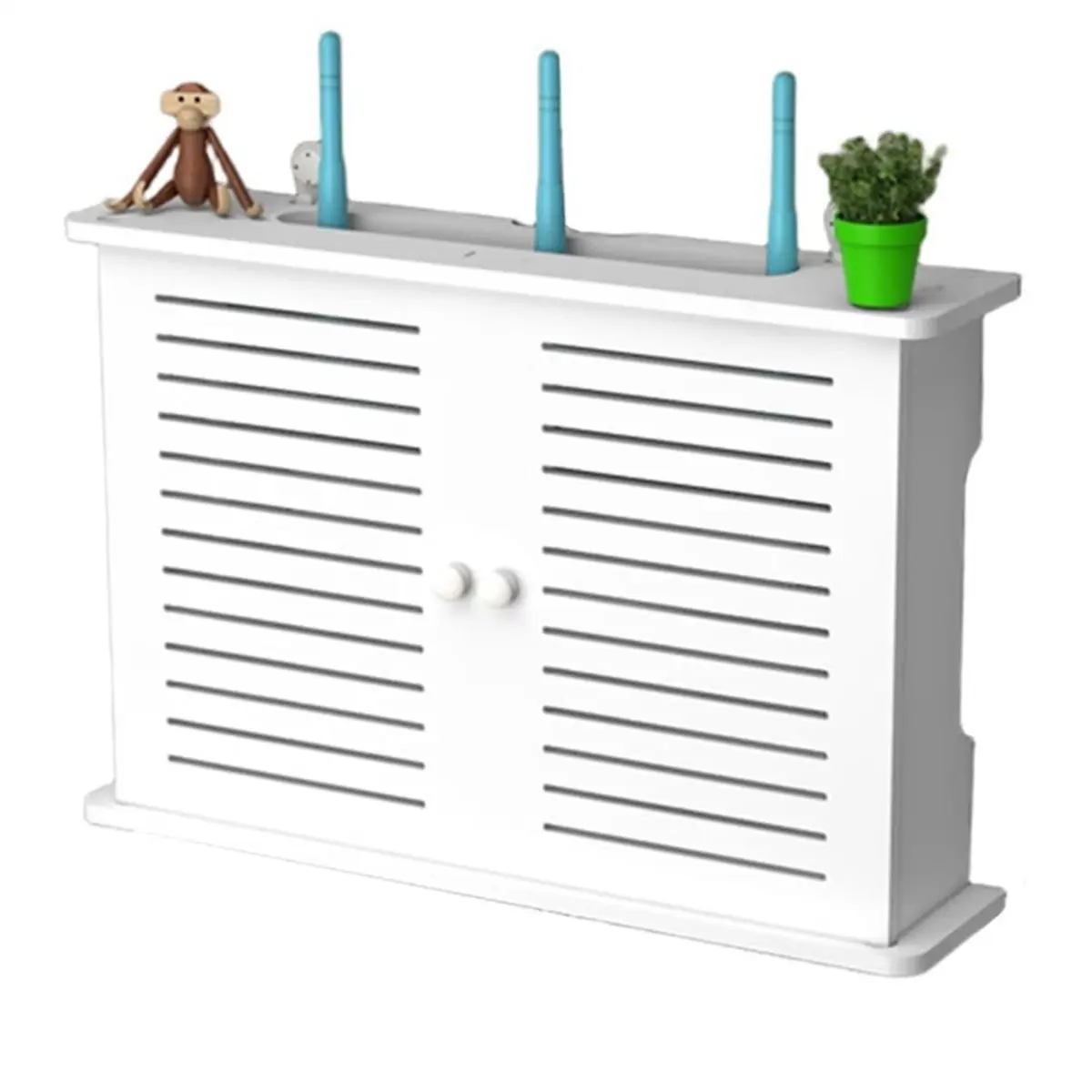 Wall Mounted WiFi Box Hider Cabinet for Router, Modem, Power Strip PVC+Wood Plastic Board Wall-mounted Shelf