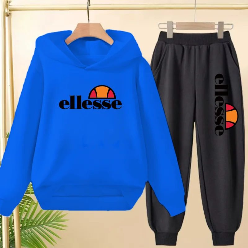 

Boy Girl New Tide 2 Piece Set 3-12 Age Leisure Letter Children Outerwear Hoodie+Trousers Pullover Cute Hooded Autumn Sportswear