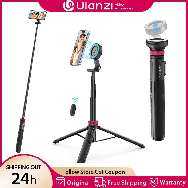 

Ulanzi MT-84 1.53M Magsafe Selfie Stick Tripod Stand Bluetooth Remote Phone Extension Tripod for IPhone 16 15 LiveStreaming Vlog