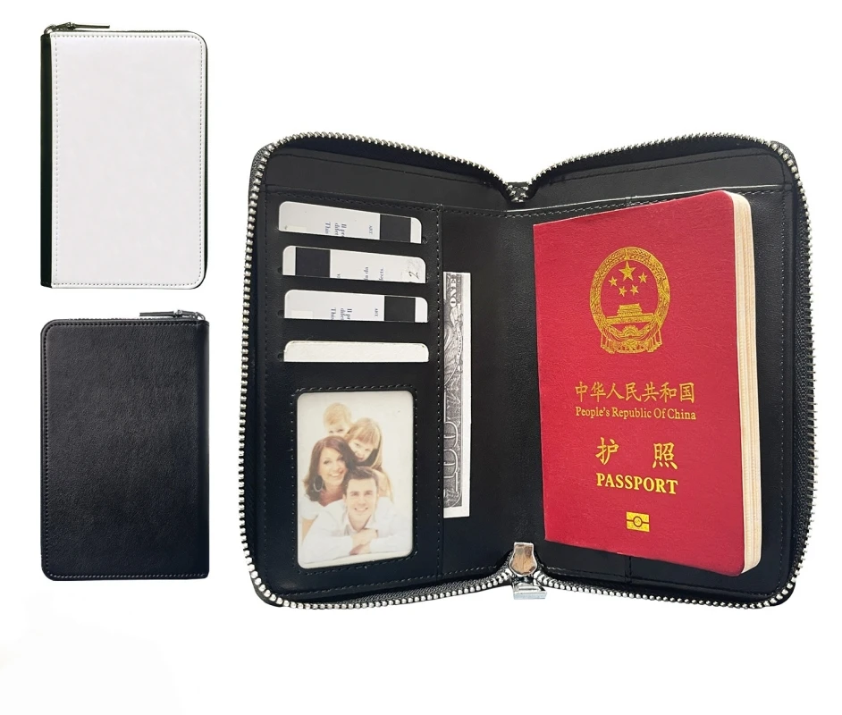 

Thermal Sublimation PU Passport Bag Travel Document Bag Thermal Transfer Blank Document Card Bag Zipper Bag