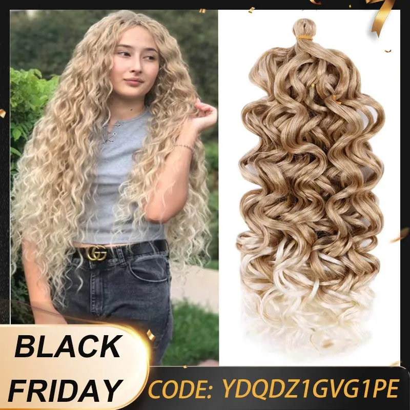 هاواي المحيط موجة 20 بوصة 4 قطعة/الحزمة الكروشيه جديلة الشعر التمديد الاصطناعية مجعد متموج آلهة Locs للنساء يوميا أو تأثيري