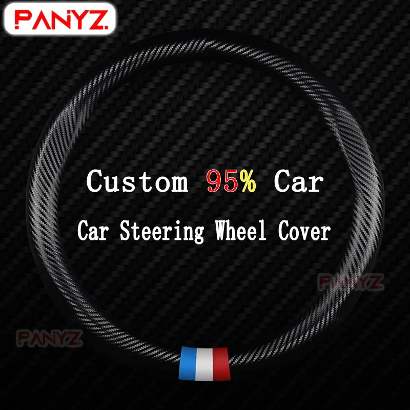 sweat-absorbent non-slip 6 Color Carbon+Leather Car Steering Wheel Cover For Audi tesla Honda Toyota kIa Benz Volkswagen Ford