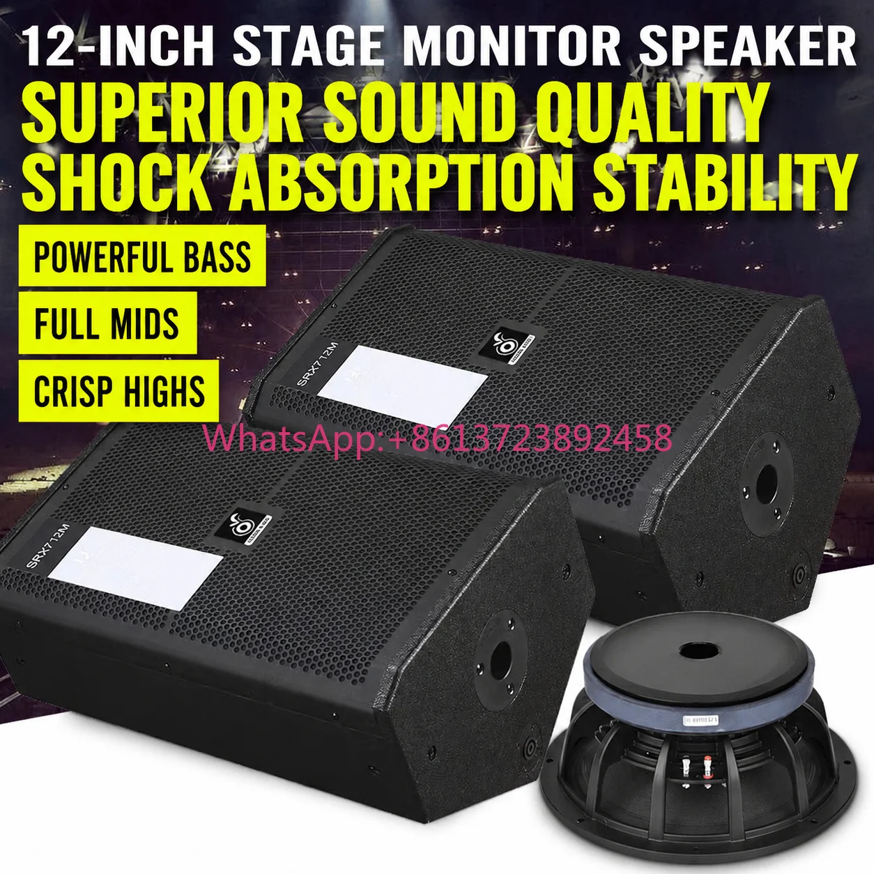 Professional Studio Stage SRX-712 350W 12-inch Two-Way Passive Coaxial Monitor Speaker Amplifier System