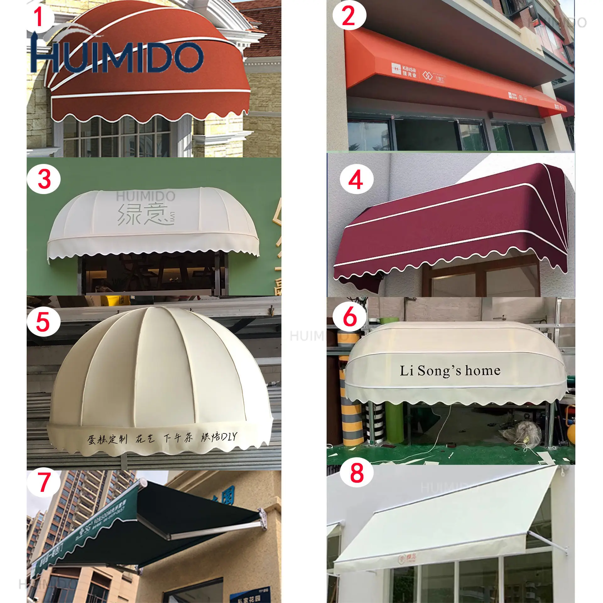 Hot-selling French awning watermelon awning folding movable door head fixed canopy custom semi-round decorative window awning