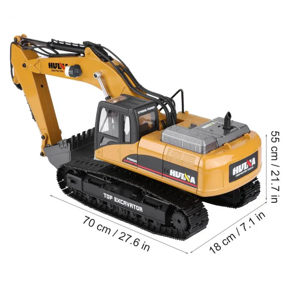 Huina 1580 RC Excavadora Nuevo vehículo de ingeniería totalmente metálico 3 en 1 de 23 canales Incluye paquete de cargador Camiones de control remoto