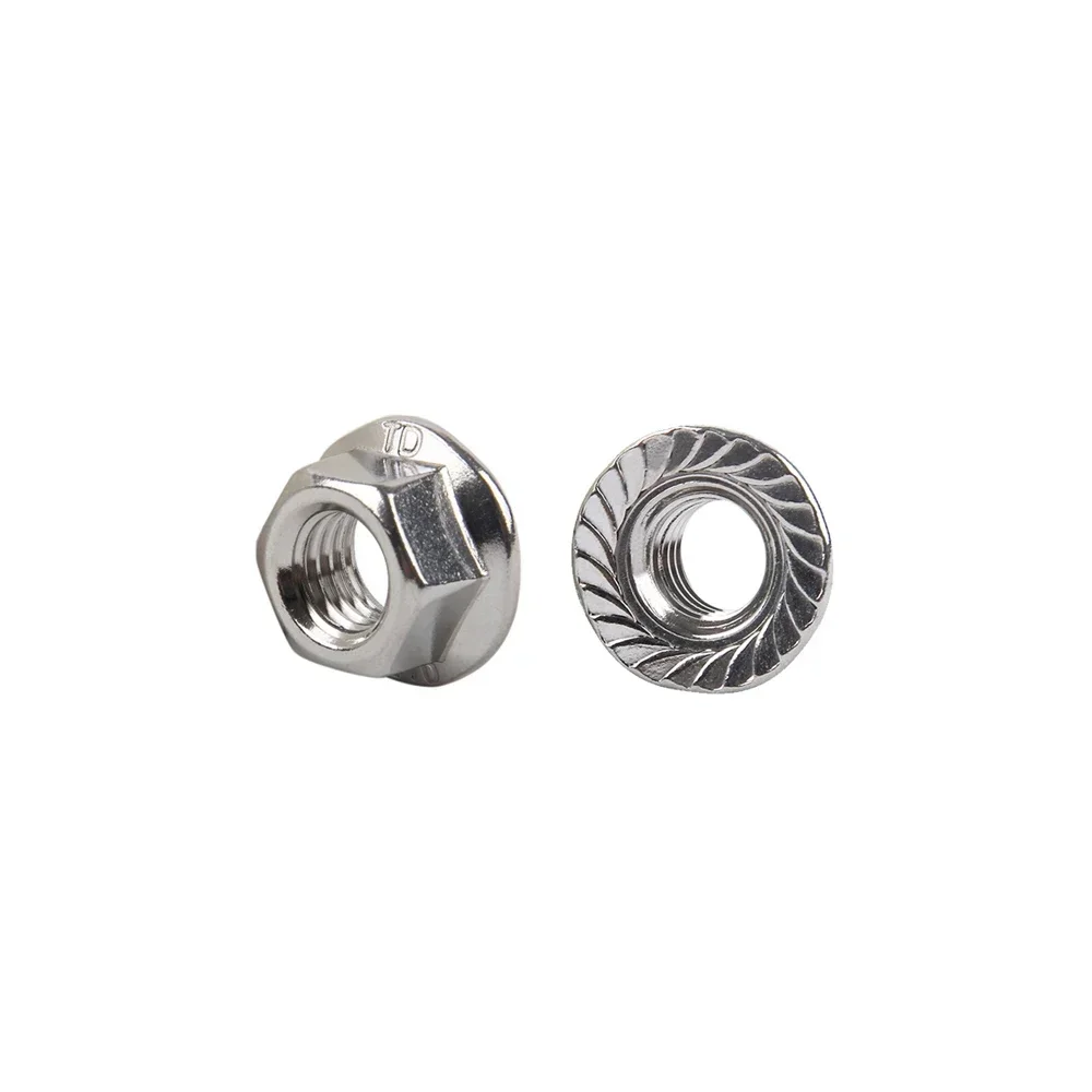 4 ชิ้นถึง 50 ชิ้น DIN6923 304 สแตนเลสสตีล Flanged Hex Nut Flange Nuts ลื่นล็อค nut M3 M4 M5 M6 M8 M10 M12