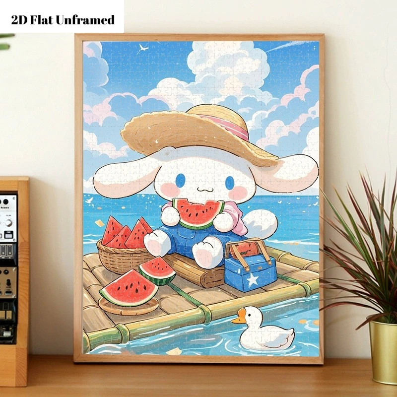 500/1000/1200/2000PCS Puzzles for Adults Sanrio Cinnamoroll Summer Beach Jigsaw Puzzles Brain Challenge Game Gift Home Decor