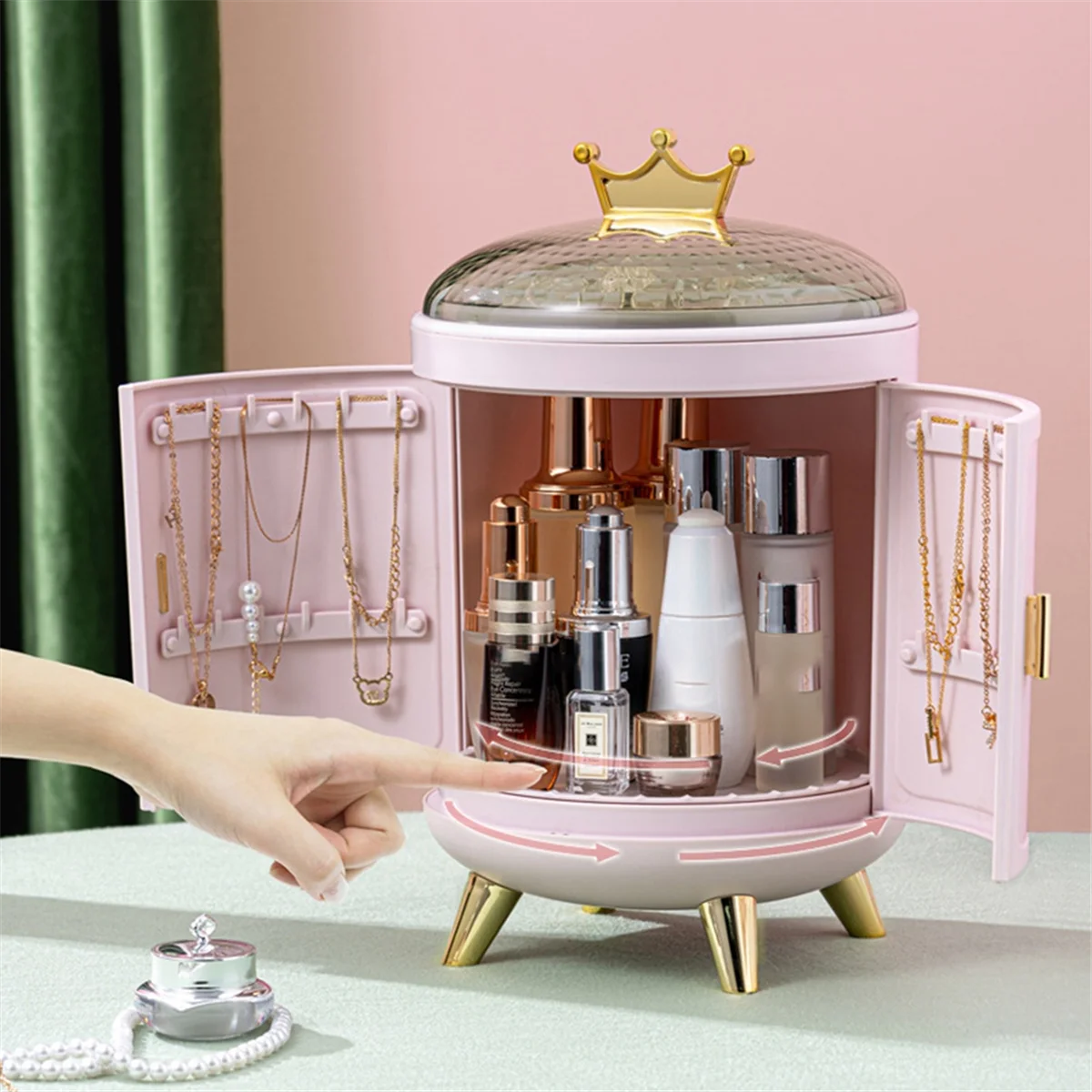 HHTL Portable Jewelry Organizer Box - Travel Case for Rings, Earrings, Necklaces - Plastic Storage Container