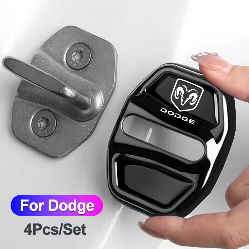 4PCS Car Door Lock Cover Stainless Steel Protection Accessories For Dodge Durango Challenger Charger Ram 1500 Nitro Journey Dart