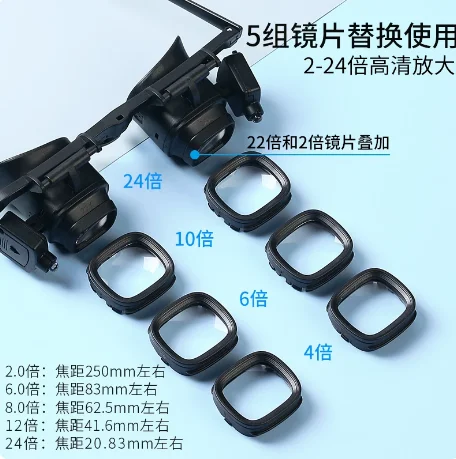 High power 24 times head wearing glasses portable clocks and watches repair magnifying mobile phone electronic componentswelding