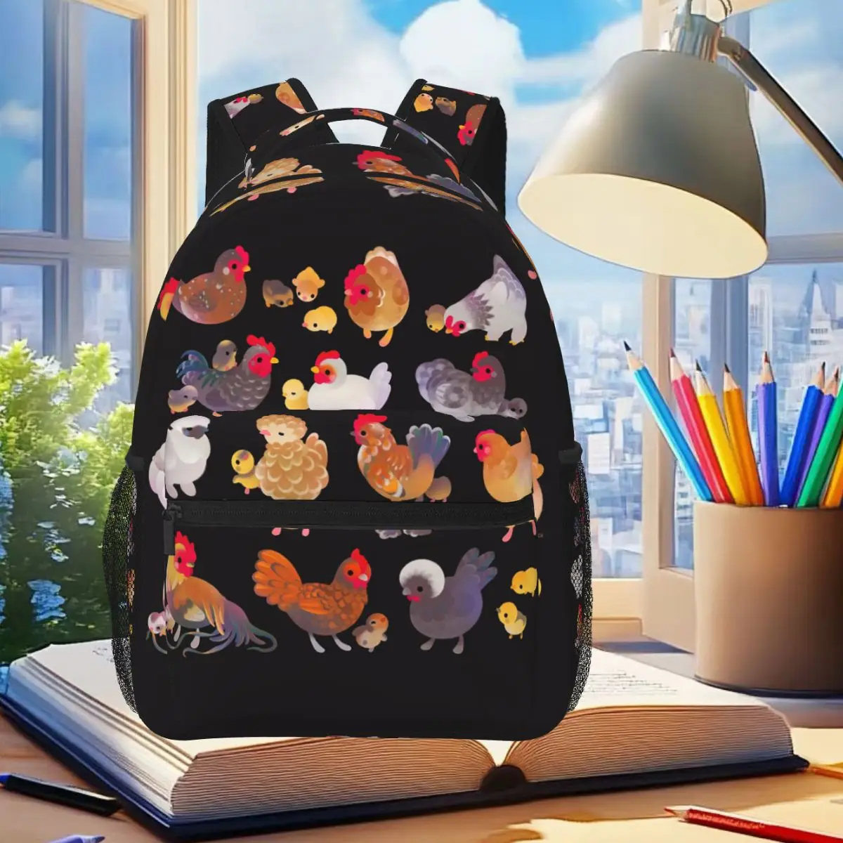 

Chicken And Chick - Dark Student Backpack School Bag Hiking Travel Daypack for Men Women Fashion Bookbag Shoulder Bags