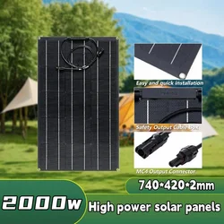 500W 2000W Solar Panel 12V/24V Battery Charger Monocrystalline Solar charging kit with controller for RV Boat Cabin Tent Car