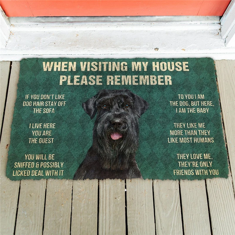 Please Remember Golden Retriever Dogs House Rules Doormat Decor Print Carpet Soft Flannel Non-Slip Doormat for Bedroom Porch