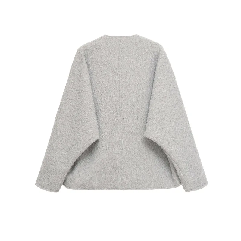 Cardigan in tessuto di lana da donna caldo autunno inverno Cappotto sexy con fiocco casual Abbigliamento da donna Maniche lunghe larghe Top femminili morbidi