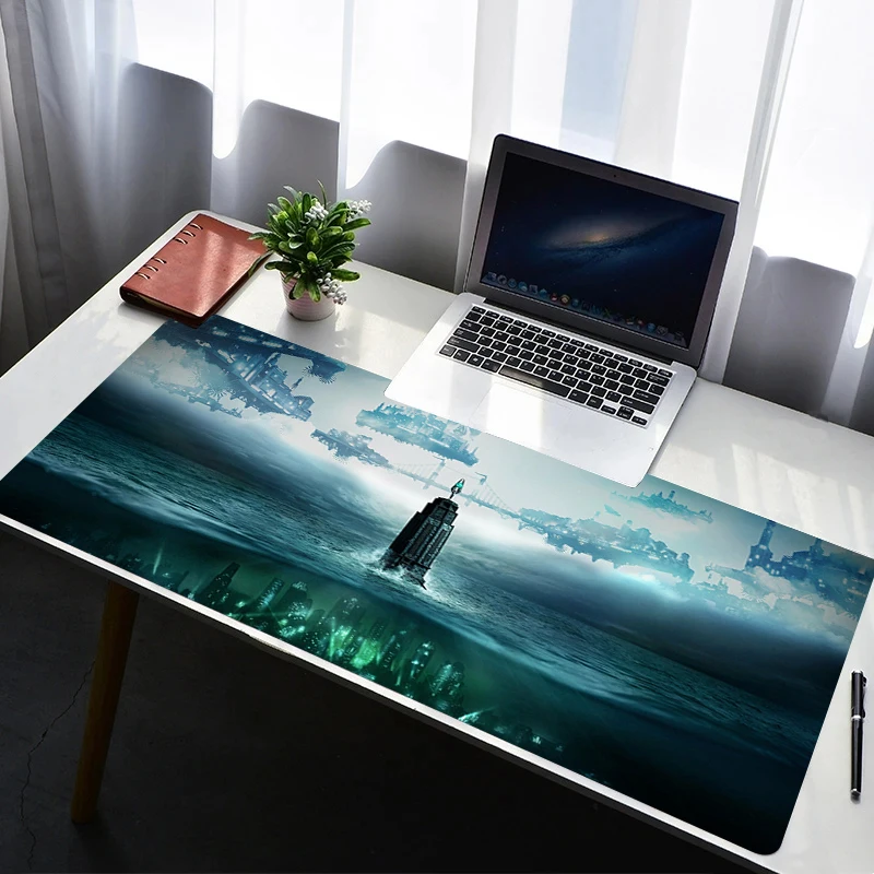 Anime Deskmat XXL Laptop Locking Edge Table Mat Rubber Gaming Mouse Mat B-Bioshocks Keyboard Carpet Mouse Pad Office Pc Deskmat
