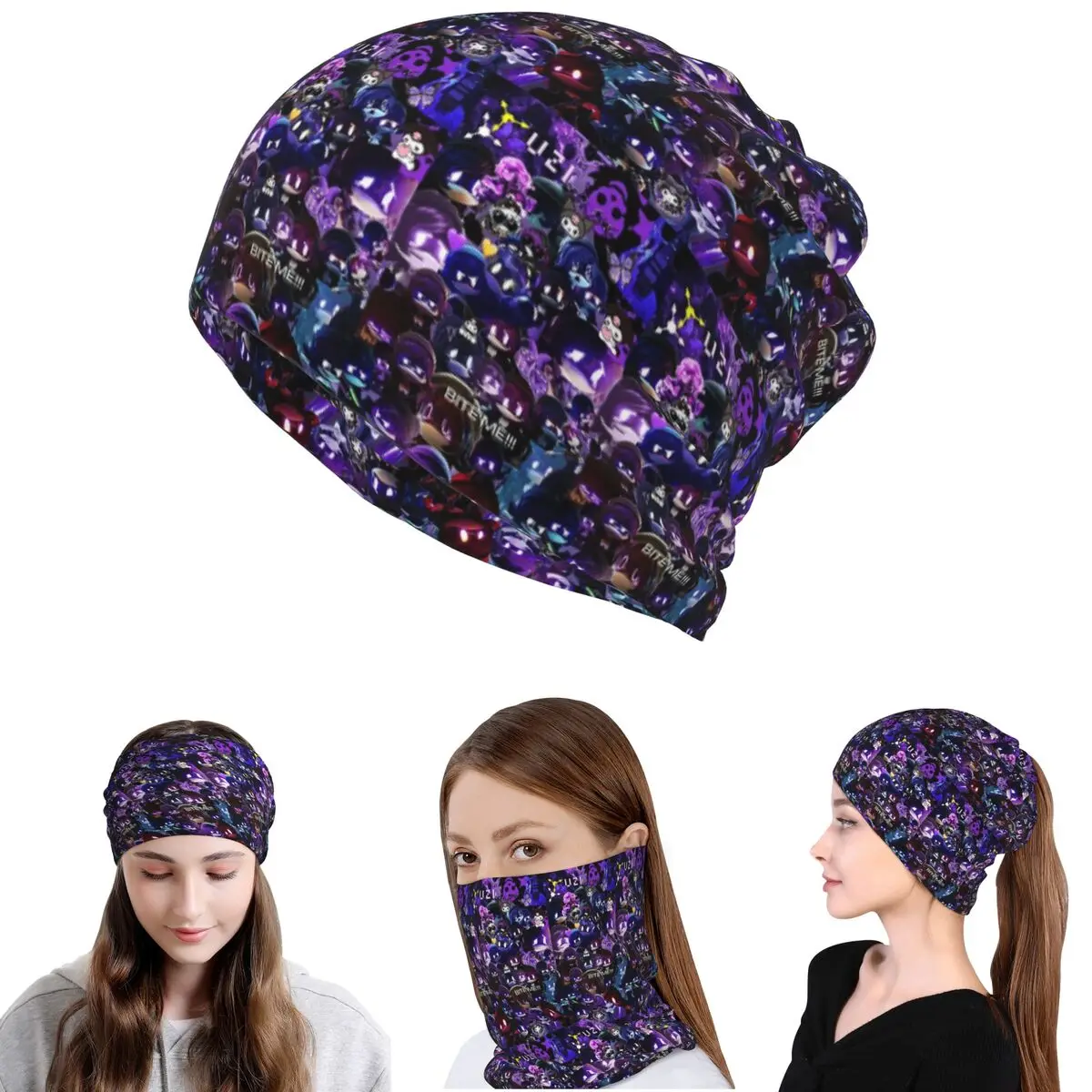 Murder Drones Uzi Collage Bandana Neck Cover Magic Scarf Multifunction Balaclava Beanies Hat for Men Women Adult Windproof