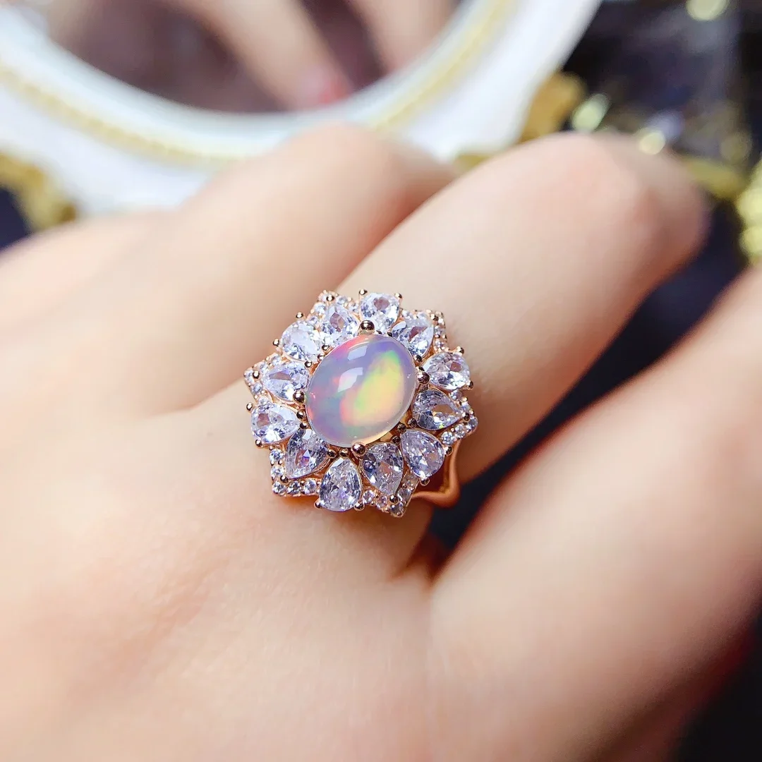 

Opal Ring Silver 925 Ring Engagement Rings for Women Luxury Gemstones Jewelry Gems New in Rings Wedding Adjustable Fine