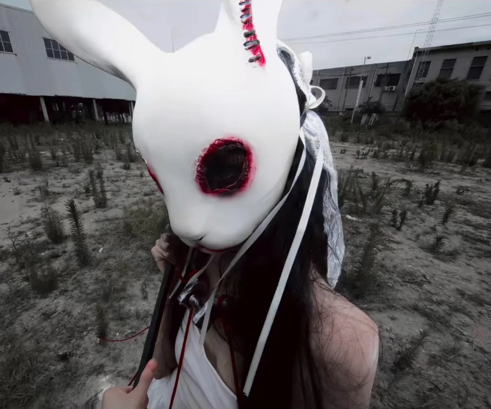 Horror Bunny Mask Latex Scary Halloween Animal Cosplay Mask Creepy Rabbit Masquerade Party Costume Accessories