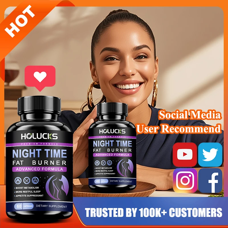 Premium Night Time Fat Burner Supplement, for Restful Sleep & Overnight Calorie Burning, Metabolism & Appetite Control, Relax
