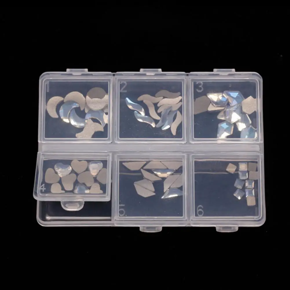 Jewelry Organizer Box Transparent Storage Box 6 Grids Storage Beads Bracelet Jewelry Boxes Nail Art Tip Storage Case