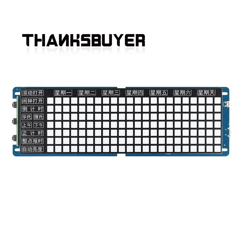 Waveshare-Multifuncional LED Matrix Relógio Eletrônico Digital para Raspberry Pi Pico, Verde, EN, Criativo, Alta Precisão