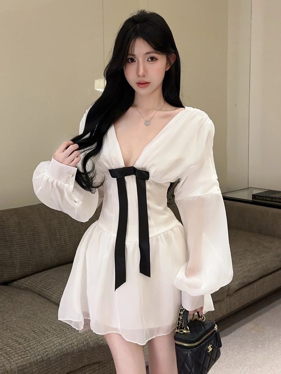 

Сексуальное ort Knot Dr Lantern Sve пышная юбка трапециевидной формы со средней талией для молодых женщин V-Ne длинное шифоновое платье све