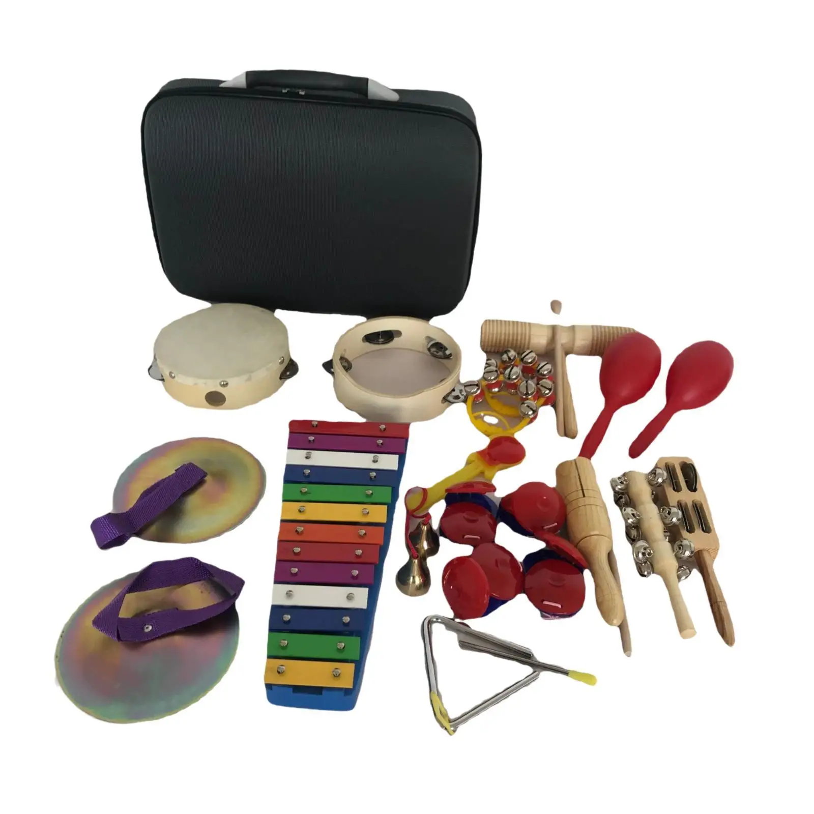 Musical Toys for Kids Educational Percussion Instrument Set with Tambourine Castanets Xylophone for Learning and Fun