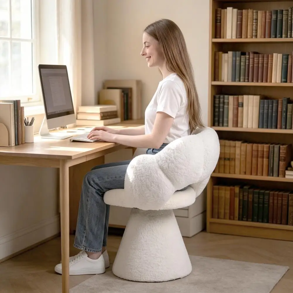 Swivel Barrel Accent Chair, Upholstered Modern Vanity Chair, Round Swivel Chair, Ergonomic Makeup Chair for Bedroom Living Room