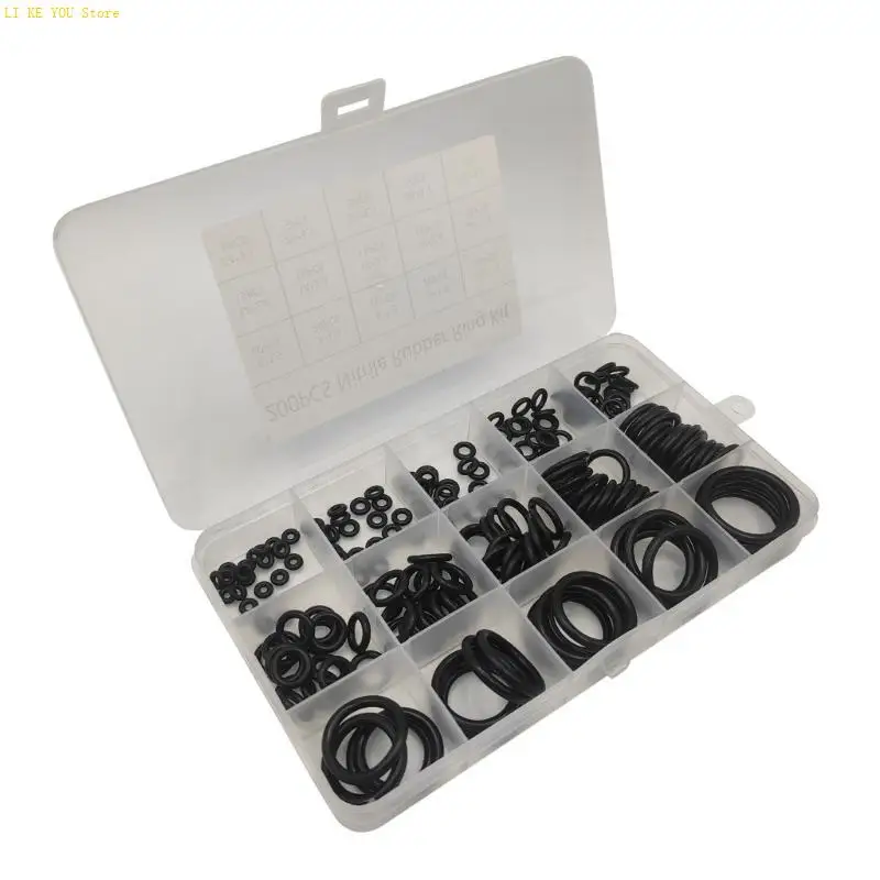 W3JE 200Pcs O Rings Rubber O-Rings Assortment Set Plumbing Gaskets Spacers