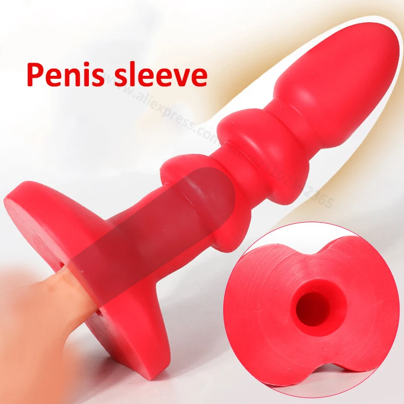 Male Soft Silicone Penis Sleeve Half Hollow Thick Lengthened Dog Vagina Anal Dilator Simulation Single Section Double Section