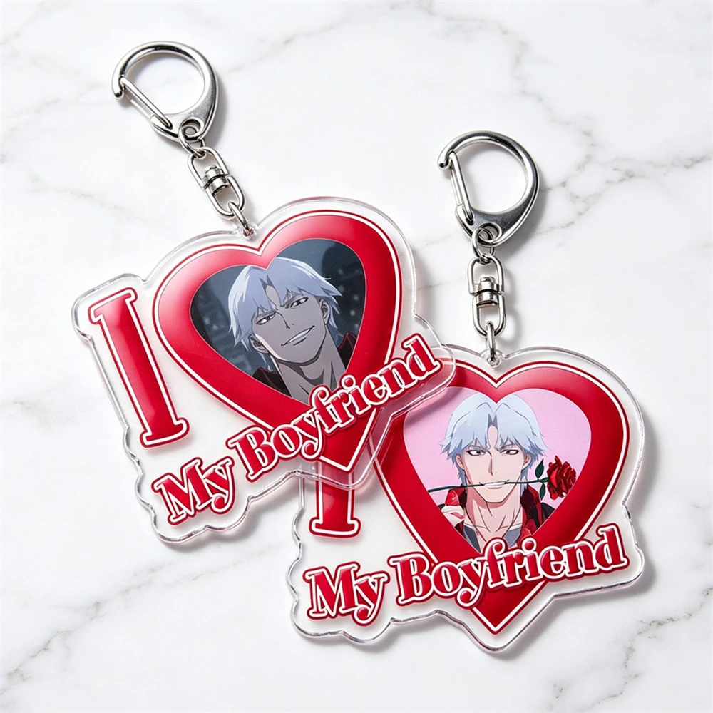 Game Dmc I Love Boyfriend Keychains for Accessories Bag Dante Vergil Nero Sparda Lady Gaming Ring Jewelry Fans Gifts Keyrings