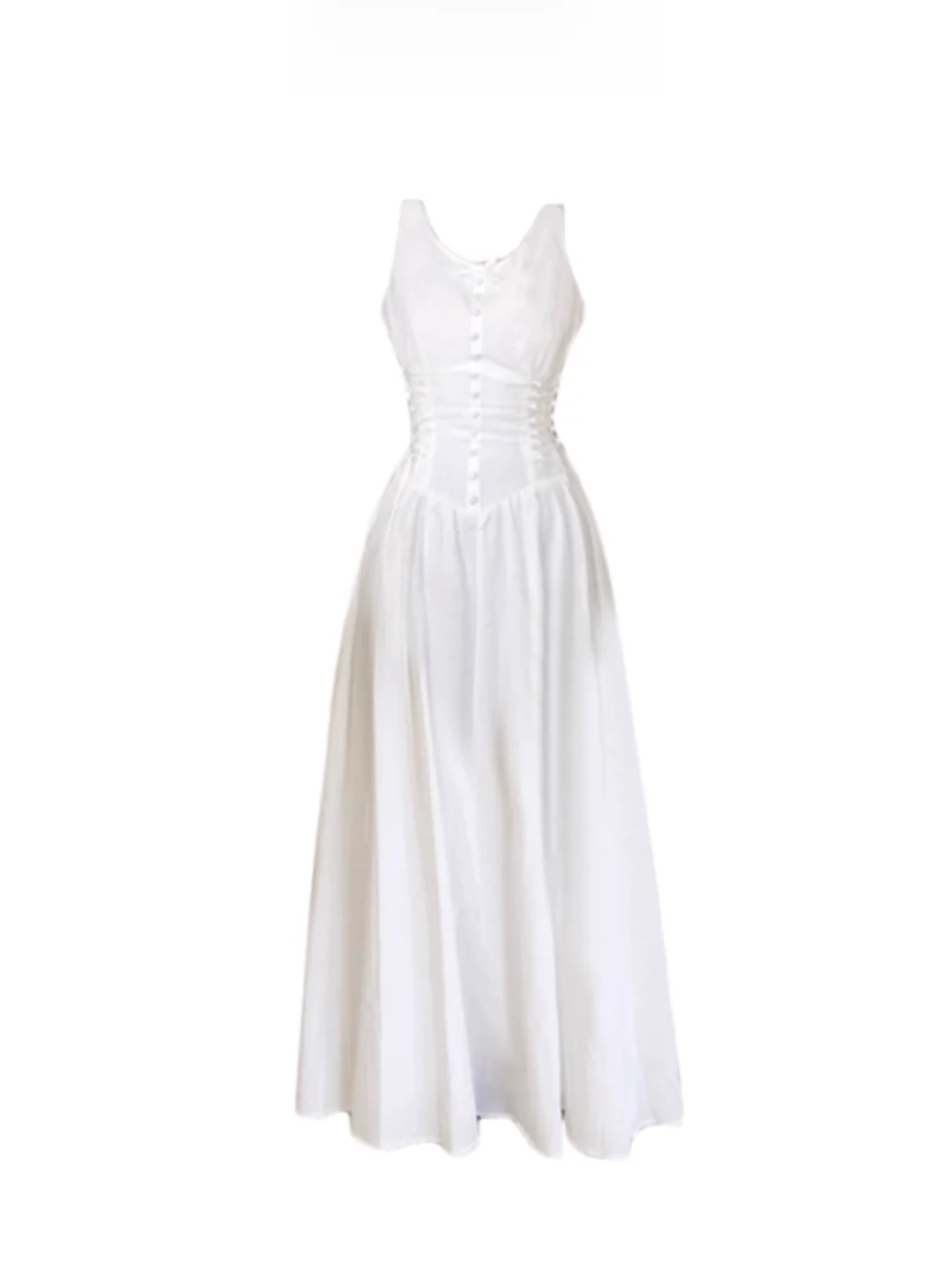 

Новое женское платье Ele White Svel Dr с поясом, длинное, в стиле Pure Desire, французский стиль, с завышенной талией, летнее