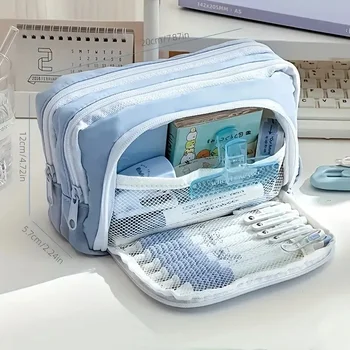 Federmäppchen für die Schule, großes Fassungsvermögen, niedliche Box, Filz-Aufbewahrung, Mädchen, große Kapazität, ästhetische Bleistifttasche QHB01