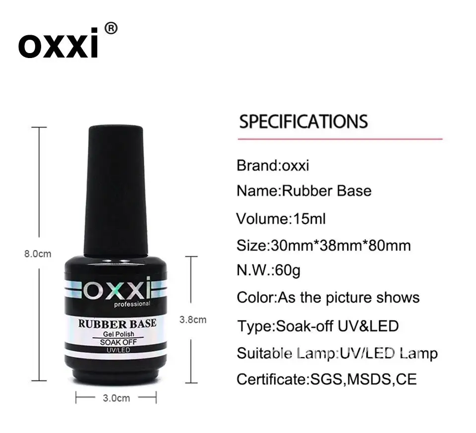 Oxxi ล่าสุด 15ml เล็บฐานยาง Coat กึ่งถาวร UV GEL เคลือบเงา Primer สําหรับเล็บ Matte Top Coat เล็บฐาน TOP Gellak