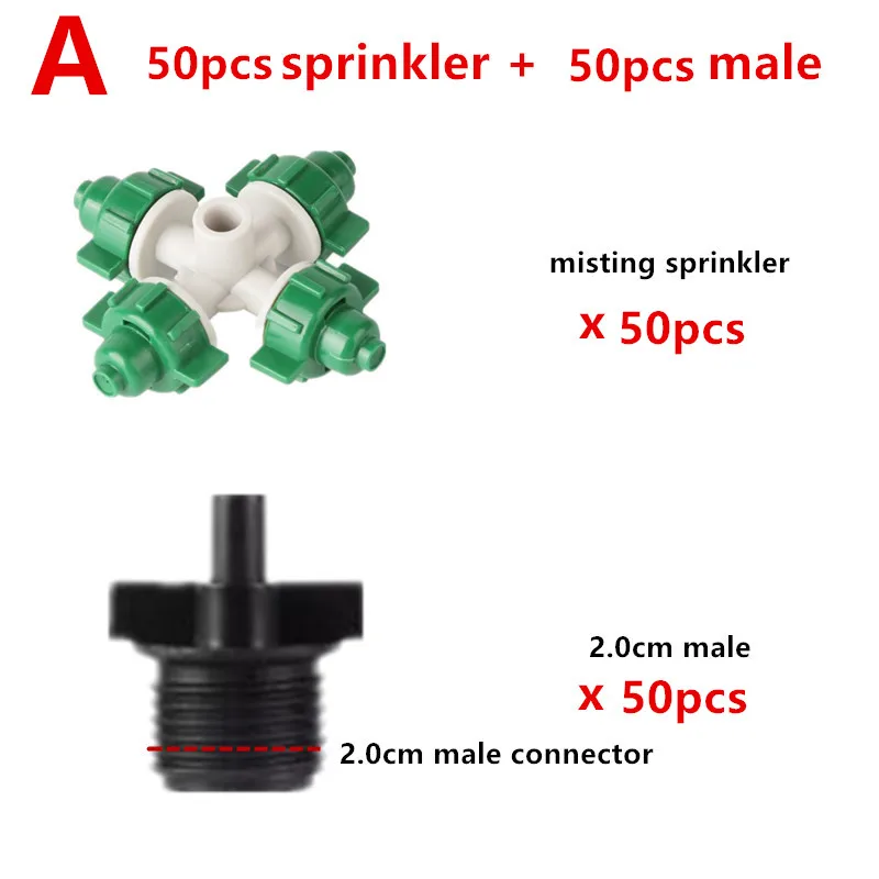 50pcs micro sprinkler with 1/2inch male thread For Micro irrigation home watering fittings