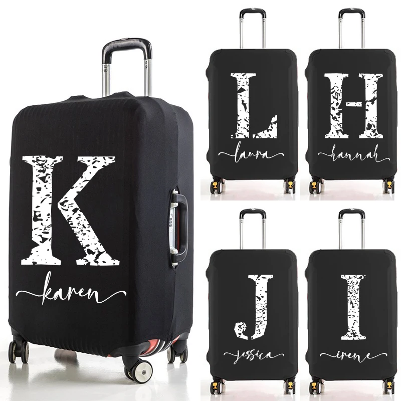 Custom Name White Letter Luggage Cover Thickened Protective Cover Washable Luggage Cover Elastic Scratch-resistant Travel Set