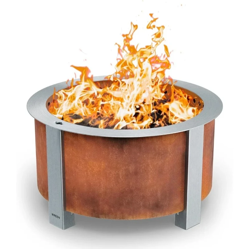 Smokeless FIrePit (X Series 24, Corten Steel) | 27.5 inch Smokeless Fire Pit for Outside | 62 Pounds | Ideal for Families Compa