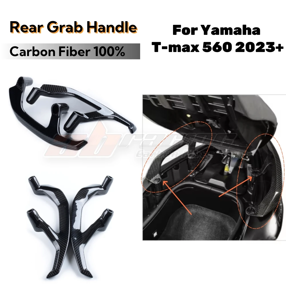 Rear Grab Handles Passenger Pillion Seat Grab Bars Hand Rail Armrest  Fairing for Yamaha TMAX 560 2023+ Full Carbon Fiber 100%