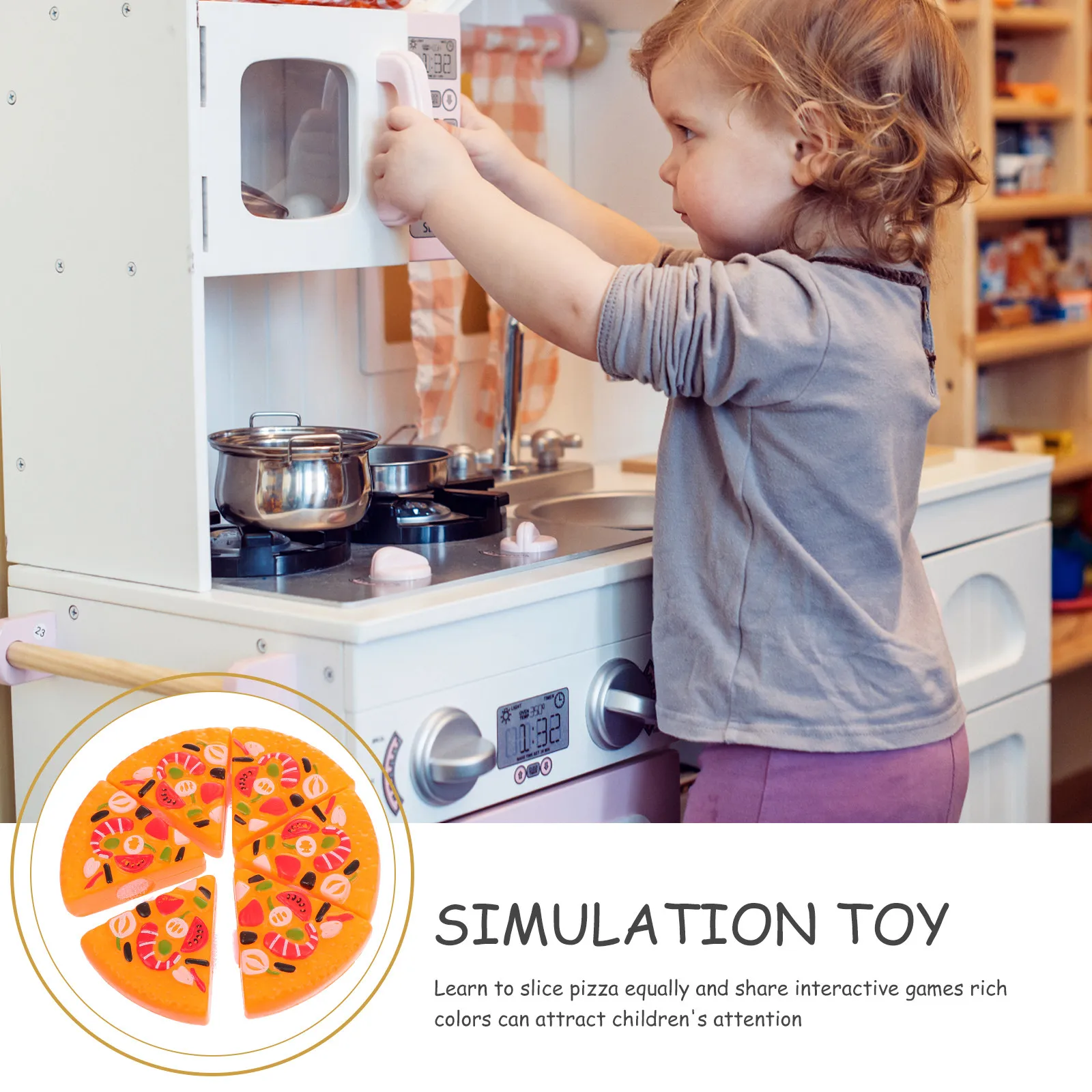 2Pcs Pizza Cutting Kids Play-House Set Simulation Educational Interactive Food Cutting Present Cognitive Skill Development