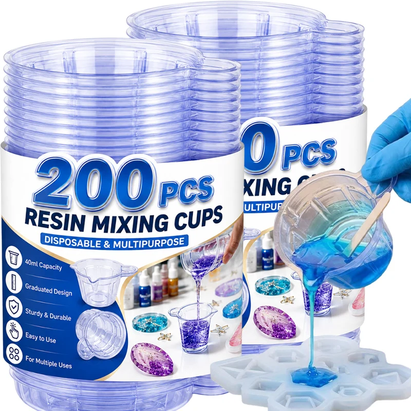 40ml 60ml Disposable Cups Dispenser DIY Silicone Resin Mold Jewelry Making Clear Mixing Cups for Paint Craft Handmade Container