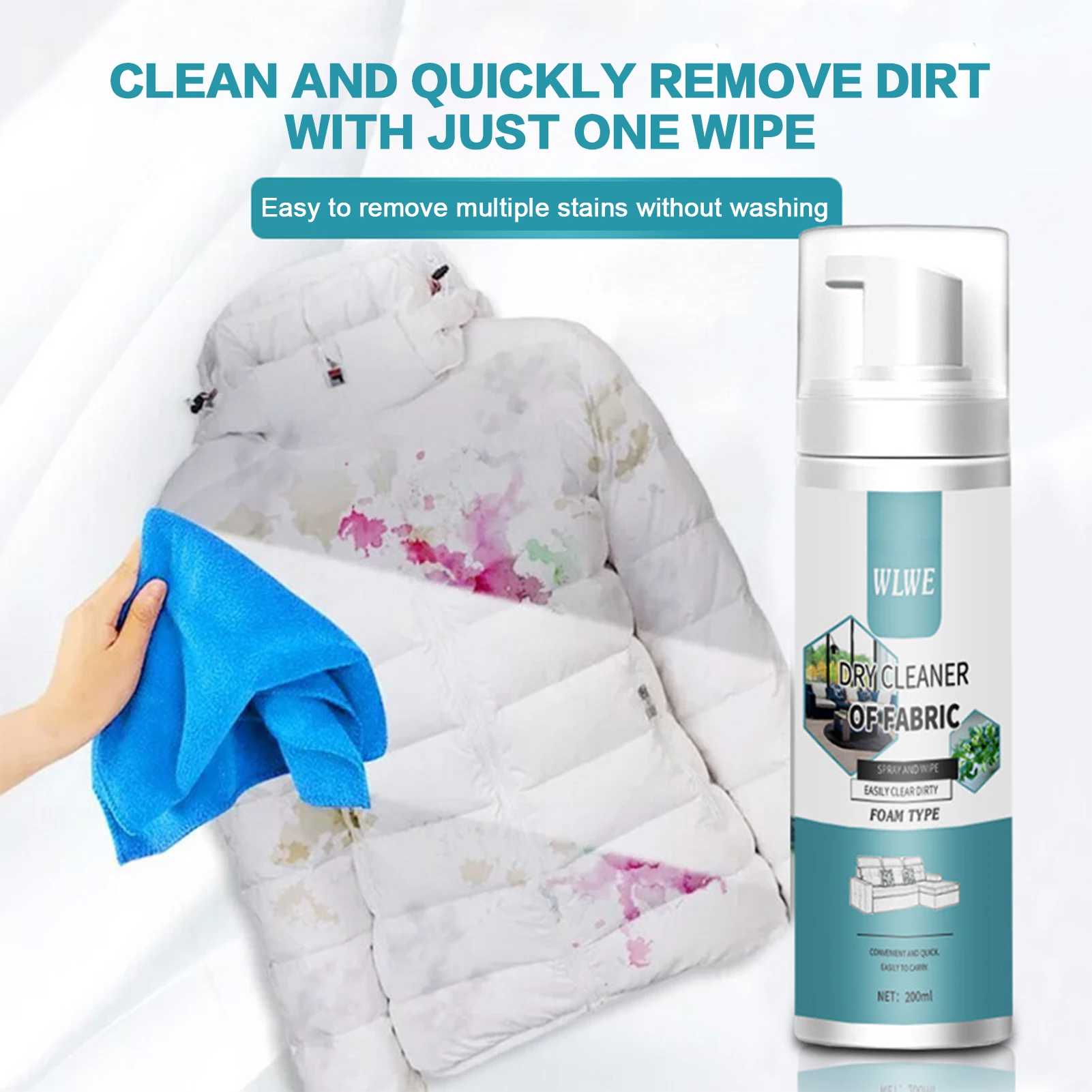 200ml Fabric Sofa Cleaning Foam Cleaner High Cleaning Performance Foam Detergent for Mattress Car Seat Sofa Carpet