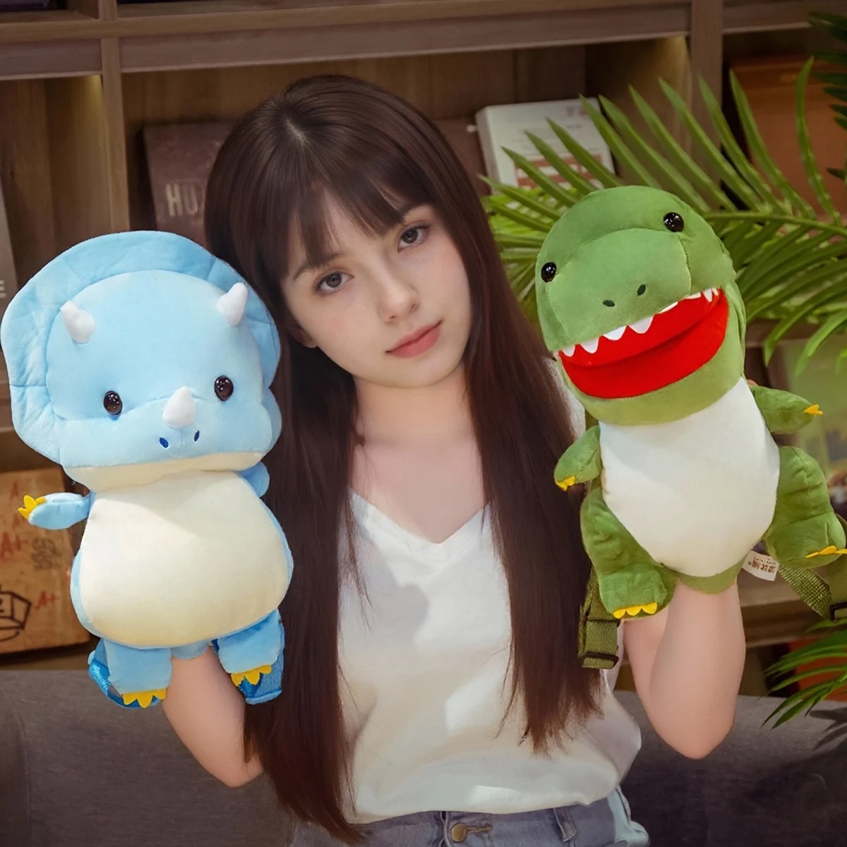 Un bel zaino per bambini Triceratops blu morbido e carino creativo verde Tyrannosaurus Rex dinosauro zaino per bambini compleanno pa